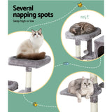 i.Pet Cat Tree 103cm Tower Scratching Post Scratcher Wood Condo House Trees Grey PET-CAT-APS018-GR