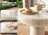 Artiss Paper End Table Honeycomb Coffee Table Foldable Round Bedside Side Table White 40x55cm PAPER-COF-40D-WH