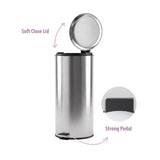 30L Pedal Bin with Stainless Steel and Plastic Construction V196-RB130
