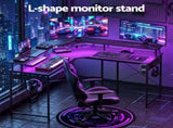 Artiss L-Shape Gaming Desk Computer Desks RGB LED Power Outlet 130cm Black FURNI-U-DESK-L-BK