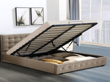 Levede Fabric Bed Frame Double Gas Lift Double Beige BF1008-D-BG