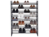 Set of 2 Black Matte Stackable Shoe Rack, 8-Tier Vertical Tower, Grey LSB-68983