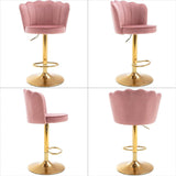 SERENIT Swivel Bar Stools Bar Height Set of 2 Adjustable Upholstered Counter Barstool Velvet Bar V255-SP2311-PINK