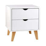 Artiss Bedside Table 2 Drawers - ANDERS White FURNI-G-SCAN-BS-WH-NT