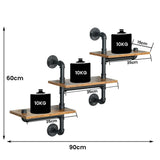 Industrial Pipe Shelving Pipe Shelves Wall Mounted Decor Floating Shelves Retro Rustic Shelf for Bar V324-WRACK-3LTPZ