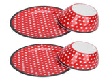 4Pcs Salad Dish Set Red Dots Imitation Porcelain Plate Fruit Food Cake Dish Dinnerware for Kitchen V1294-YM0718-3118210002611