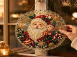 Pearl Santa Christmas Santa Pearl DIY Art Kit Easy Beaded Embroidery Craft Set with Frame for V1369-AZ3-W-17985