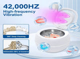 Ultrasonic UV Cleaner Portable 42khz Dual Mode Cleaner 180-220ml with Chamber and Timer for Dentures V985-ULTRASONICCLEANER