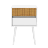 Oslo Bedside Table with 2 Drawer in White & Natural V369-203707-WHITE