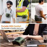 20000mAh Outdoor Portable Waist Fan Hanging Neck Fan Strong Wind with Power Bank LED Lighting for V413-20K-FAN-GREEN