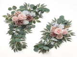 Artificial Dusty Rose Set of 2 for Wedding Welcome Signs Floral Decorations, Wedding Arch V1192-AZ-W-2799