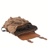 Retro Waxed Canvas Backpack, Crazy Horse Leather Large Capacity, Waterproof Outdoor Travel, V1232-FBSJB-002