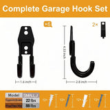 Garage Hooks, 6 Pack Small Round Wall Hooks for Hanging Heavy Duty Ladders, Bikes, Tools Ideal for V1107-118-14875