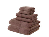 Brown Luxury 6-Piece 100% Cotton Towel Set - 2 Bath Towels, 2 Hand Towels, 2 Face Towels V888-ELOSUNG16782