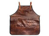 Brown B Chef Apron For Men Women Waterproof Leather Apron With Pockets Cross-Back Straps For Kitchen V1189-WXFWAL-20260319-01162