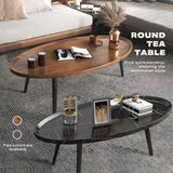 Coffee Table Living Room Accent Oval Table Contemporary Style Leisure Tea Table V488-TBS-BK