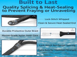 Boat Dock Lines 1/2" x 15' - Double Braided Nylon Boat Ropes for Docking with 12" Loop, Marine-Grade V1258-DP02-WO-872