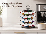Coffee Pod Carousel Holder, 4-Tier Rotating K Cup Holder Compatible with 40 Cup Pods, Coffee Bar V1192-AZ-W-18425