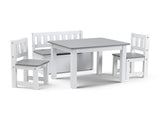 Keezi 2 in 1 Kids Table and Chair Set, Activity Table with Storage Bench and 2 Chairs for Reading, KTC-G-BC-GY