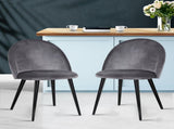 Artiss Dining Chairs Set of 2 Velvet Solid Curved Dark Grey MO-DIN-02-VEL-BKX2