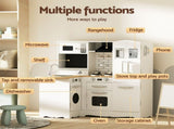 Keezi Kids Wooden Toy Kitchen with 29pc Play Food and Cookware Set PLAY-WOOD-FRIDGE-3IN1