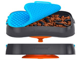 4-in-1 Slow Feeder Dog Bowl - Dark Grey Bowl with Blue Lickmat V1023-SF-4IN1-DG_DB