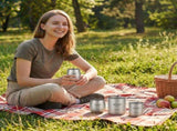 4-Piece Pure Titanium Cup Set Double-Walled, Lightweight, Stackable Outdoor Drinking Cups for V1107-CS-THJBSJT