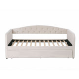 Artiss Single Daybed Velvet Trundle Bed Frame Tufted Guest Bed BFRAME-G-BELLA-S-WH-ABC