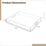 Acrylic Serving Tray with Handles, 16 x 12 in Clear Rectangular Tray, Large Organizer Tray with V1369-AZ3-W-08868