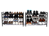 Set of 2 Black Matte Stackable Shoe Rack, 8-Tier Vertical Tower, Grey LSB-68983