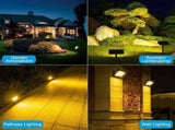 Solar Powered Outdoor Landscape Spotlights with IP65 Waterproof ABSPC Construction, Dual Color V1341-ZY-SUJ6FJED-2PCS-6500KCOOLWHITE