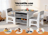 Keezi Kids Table and 2s Set Wooden Activity Table wit 2 Storage Drawers, Toddler Table and KTC-G-MS-GY