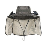 Solar Powered Cooling Hat 2-Speed Fan Sun Hat with Wide Brim, USB Rechargeable & Water-Resistant V1366-AZ2-W-16483