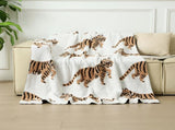 Tiger Pattern Knitted Sofa Blanket with Plush Side, 130 x 160 cm, 950g, Ideal for Napping and Office V888-ELOSUNG28780