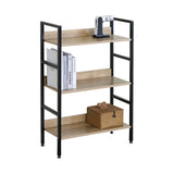 CARLA HOME 3 Tier Bookshelf - Wood Metal Display Shelf - Brown - Rustic - Steel - Living Room Office V178-36424