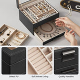 SONGMICS Jewelry Box 3-Layer with 2 Drawers Graphite Black V227-8498402101330