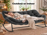 Gardeon Outdoor Rocking Chair Loveseat Wicker 2 Seater Cushion Patio Furniture Grey ODF-ROCK-ST-2S-GE-AB