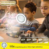 10X Desk Magnifying Glass with Light and Stand, Large Magnifying Lamp Magnifying Light for Crafts V1192-AZ-W-3885