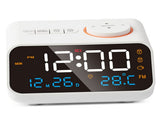 Alarm Clock Radio Multifunctional LED Music Timing Rechargeable FM Radio Alarm Clock for Home White V1294-YM0706-3115230065011
