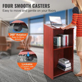 Podium Stand, 47 in Hostess Stand with 4 Rolling Wheels, Wood Podium with Storage Shelves, and Slant V952-CTSJTZSYMDF47U54AV0