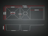 Cefito Stainless Steel Sink 100x45CM With Pull Out Mixer Tap Kitchen Basin Double Bowl Black SINK-BLACK-10045-52