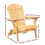 Gardeon Adirondack Outdoor Chairs Wooden Beach Chair Patio Furniture Garden Natural FF-BEACH-CHAIR-NTL