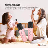 Mini Karaoke Machine and 2x Wireless Microphones Portable Bluetooth Speaker Pink V238-SUPDZ-41169049813072