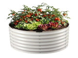 Green Fingers Round Metal Raised Garden Bed 90x45cm Planter Box White GARDEN-AG-ROU-9045-WH