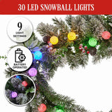 Christabelle 2.7m Snowy Christmas Garland with LED Coloured Baubles Lights Tree Decoration Orna 112_SENCR105