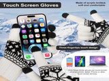 3 Pairs Touch Screen Gloves with Snow Flower Pattern, Warm Knit Winter Gloves Christmas Gifts V1189-LWWAL-20260325-00029