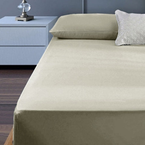 400TC Cotton Percale King Single Combo Set 50cm Wall Taupe V442-ATX-FITTEDSS-400TCCOTTON-TAUPE-KS