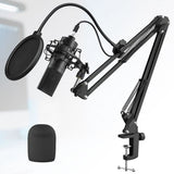 USB Microphone,PC Podcast Microphone Kit with Arm Stand,Professional Condenser Mic for Recording V1369-AZ3-W-22408