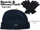 Dents 2pcs Set Mens 3M Thinsulate Pull-On Beanie Knitted Fingerless Gloves V563-BEANIEGLOVES_SET4