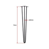 Set of 4 Industrial 3-Rod Retro Hairpin Table Legs 12mm Steel Bench Desk - 71cm Black V63-834941